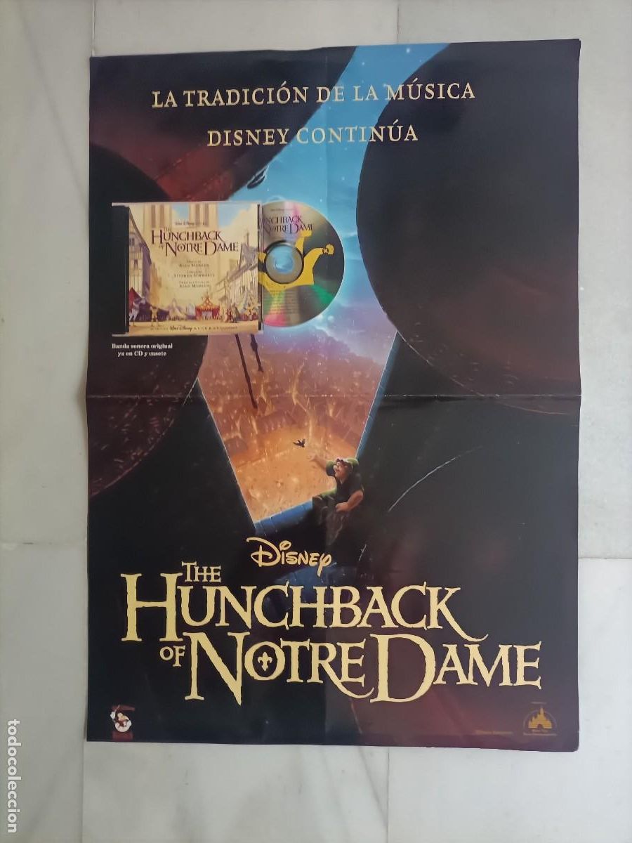 Cine: POSTER ORIGINAL WALT DISNEY. BANDA SONORA DE, EL JOROBADO DE NOTRE DAME. 68X48. &Uacute;NICO A VENTA