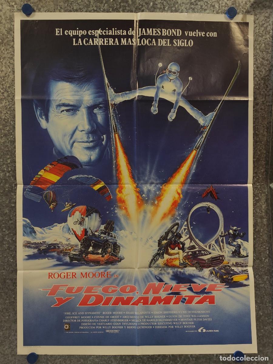 Cine: Fuego, nieve y dinamita. Roger Moore, Alan Bodenham, CASARO. A&Ntilde;O 1991. POSTER ORIGINAL