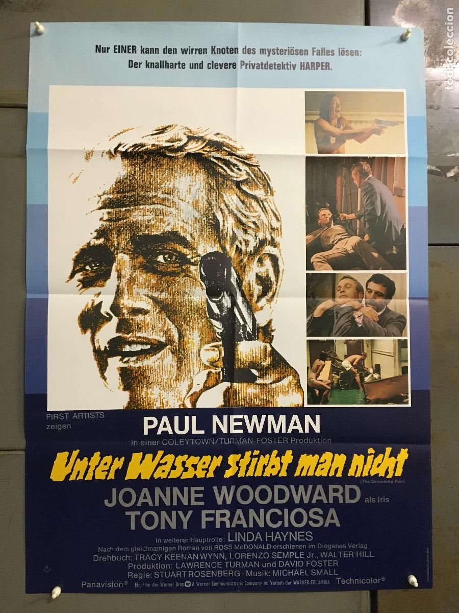 Cine: AFG29 CON EL AGUA AL CUELLO PAUL NEWMAN JOANNE WOODWARD MACDONALD POSTER ORIGINAL ALEMAN 60X84 h0