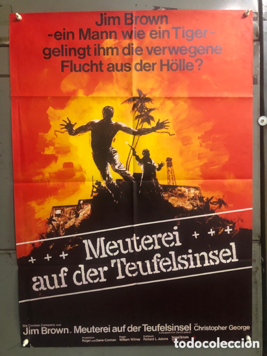 Cine: AFG30 YO ESCAPE DE LA ISLA DEL DIABLO JIM BROWN ROGER CORMAN POSTER ORIGINAL ALEMAN 60X84 h0