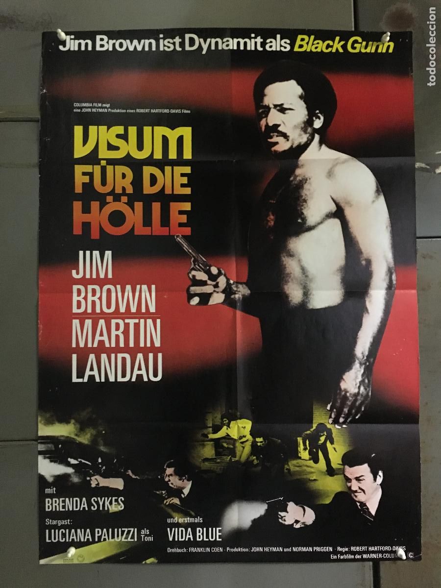 Cinema: AFG31 POLVORA NEGRA JIM BROWN MARTIN LANDAU BLAXPLOITATION POSTER ORIGINAL ALEMAN 60X84 h0