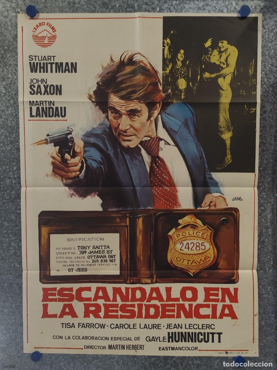 Cine: Esc&aacute;ndalo en la residencia. Stuart Whitman, John Saxon, Martin Landau. A&Ntilde;O 1977. POSTER ORIGINAL