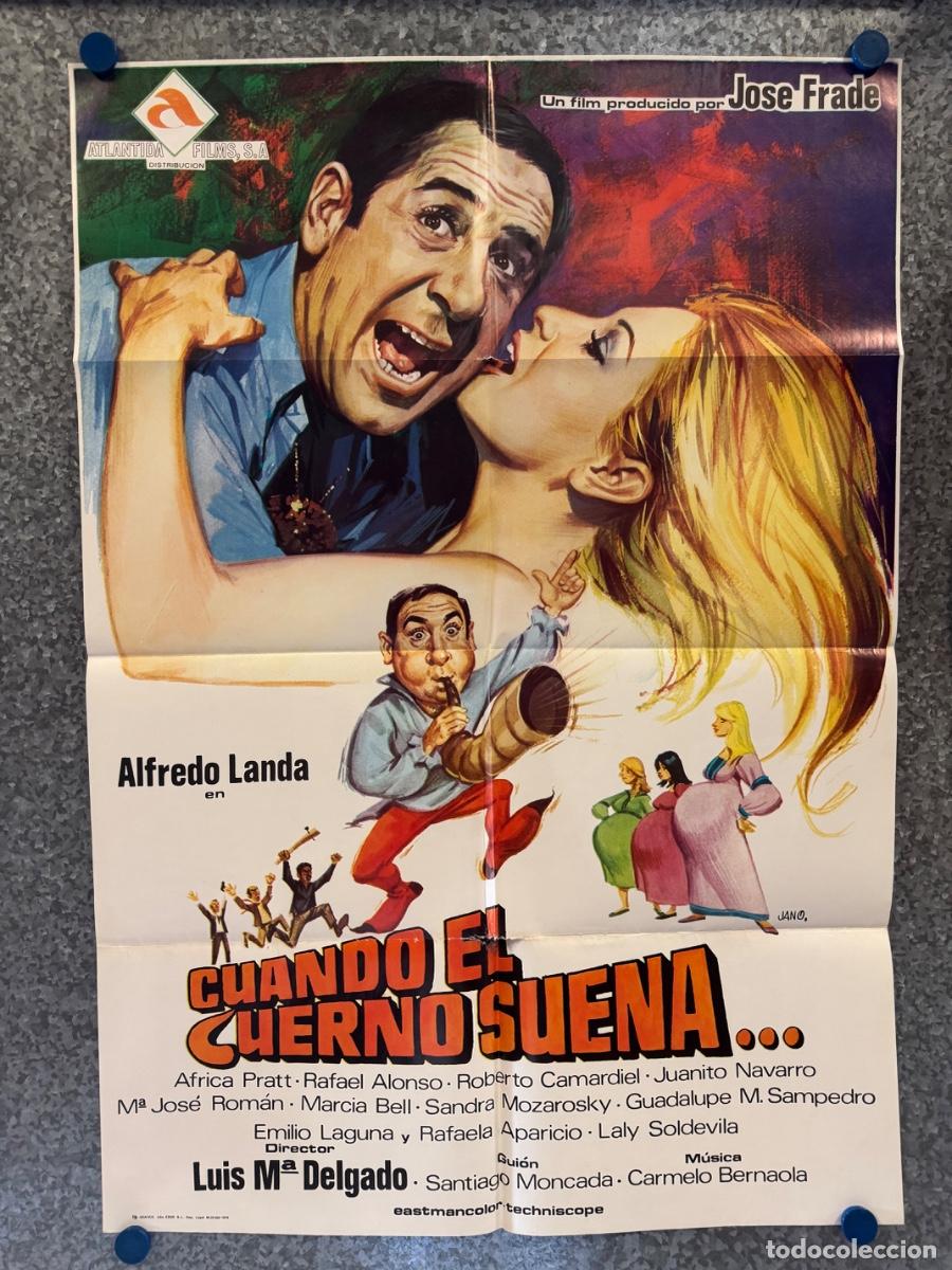 Cine: Cuando el cuerno suena, Alfredo Landa, Africa Pratt, A&ntilde;o 1974, POSTER ORIGINAL