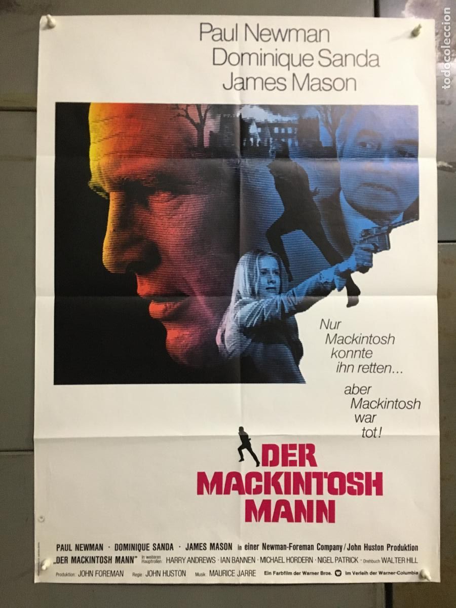Cine: AFG34 EL HOMBRE DE MACKINTOSH PAUL NEWMAN JOHN HUSTON POSTER ORIGINAL ALEMAN 60X84 h0