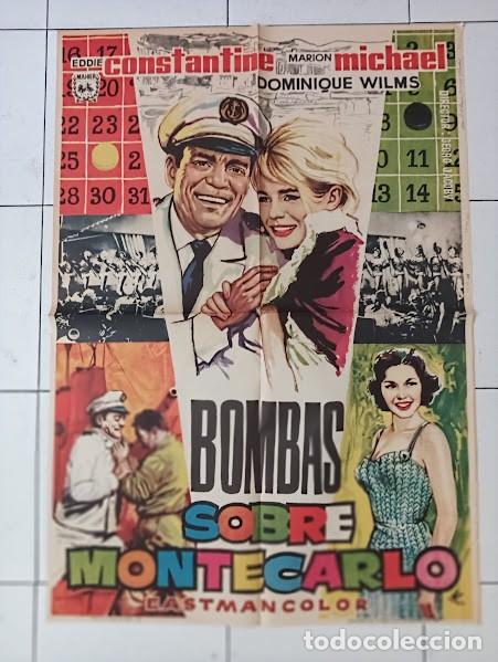 Cinema: SMP B018 BOMBAS SOBRE MONTECARLO EDDIE CONSTANTINE POSTER ORIGINAL 70X100 ESTRENO