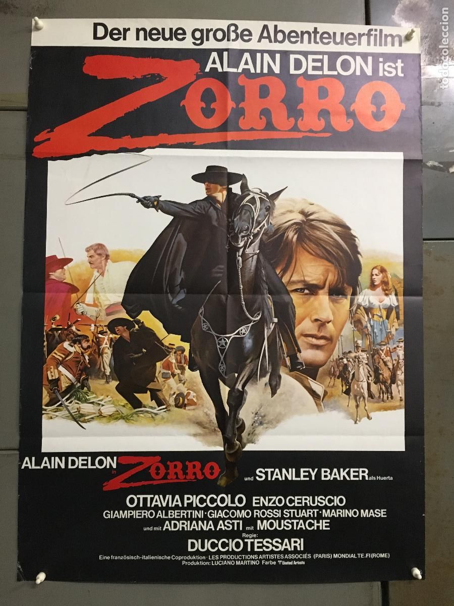 Cine: AFG39 EL ZORRO ALAIN DELON SPAGHETTI POSTER ORIGINAL ALEMAN 60X84 h0