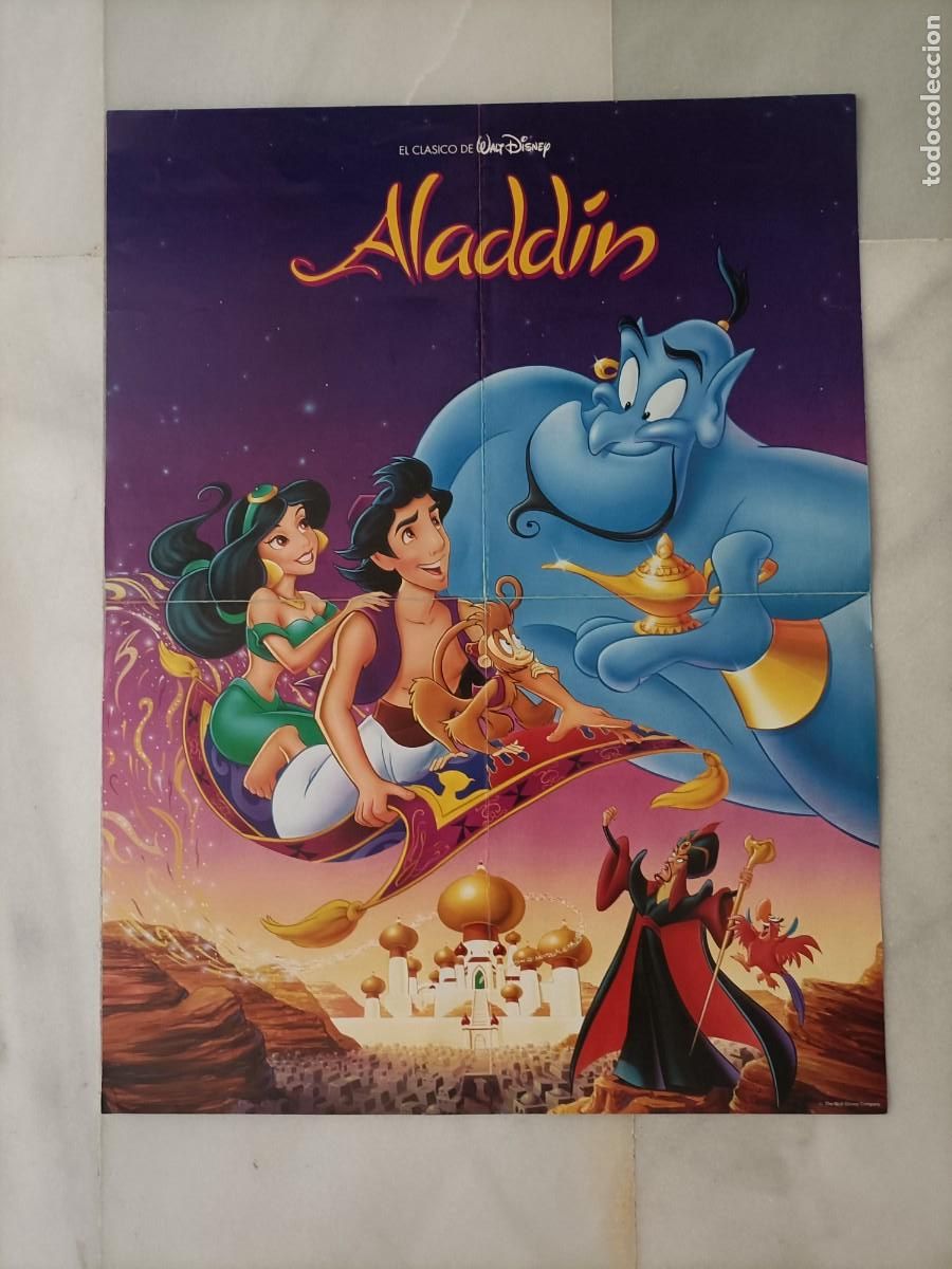 Cinema: POSTER ORIGINAL WALT DISNEY. DE LA PEL&Iacute;CULA, ALADDIN, 57X44. &Uacute;NICO A VENTA EN ESTE FORMATO 2&ordm;