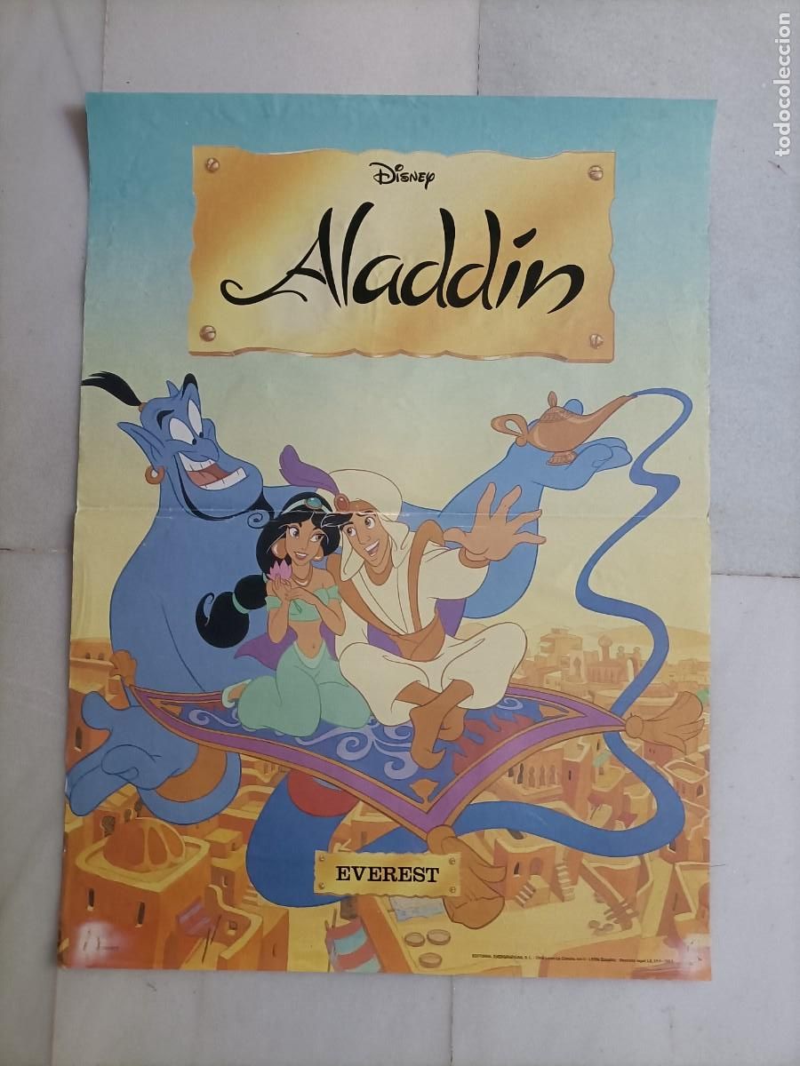 Cine: POSTER ORIGINAL WALT DISNEY. ALADD&Iacute;N, 1993. &Uacute;NICO A VENTA DE EVEREST. 67 X 49 CM.