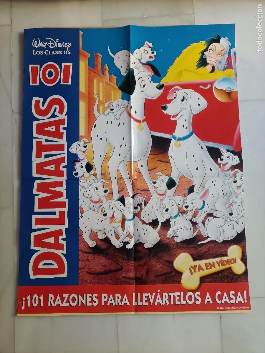 Cine: POSTER ORIGINAL WALT DISNEY. DE LA PEL&Iacute;CULA, 101 D&Aacute;LMATAS. 88 X 68 CM.