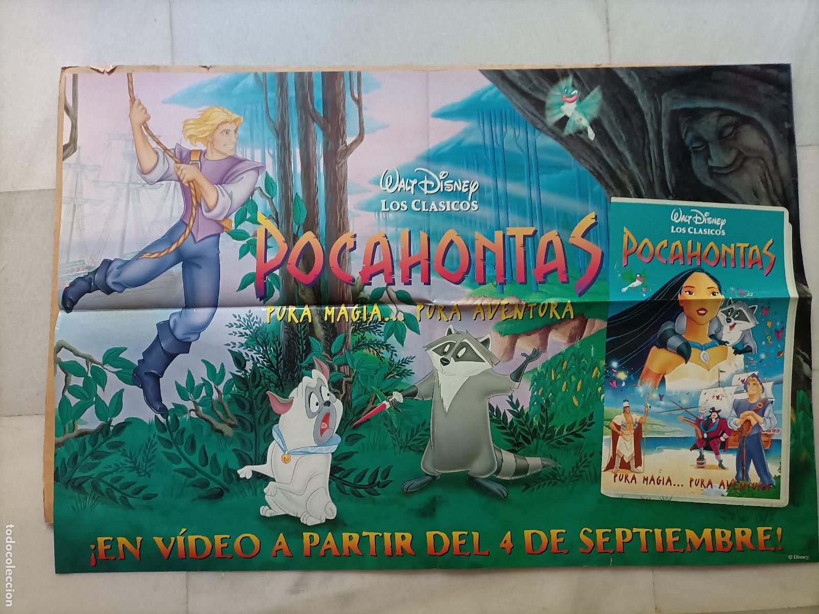 Cine: POSTER ORIGINAL WALT DISNEY. DE LA PEL&Iacute;CULA, POCAHONTAS. 98 X 68CM. APAISADO EST&Aacute; NUEVO.
