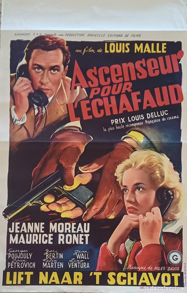 Cinema: CARTEL ORIGINAL BELGA DEL CL&Aacute;SICO FRANC&Eacute;S DE SUSPENSE ,ASCENSOR PARA EL CADALSO ( A&Ntilde;O 1957 )