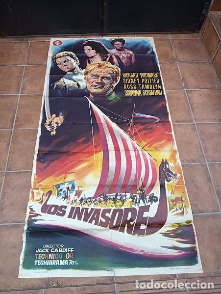 Cine: SMP B030 LOS INVASORES RICHARD WIDMARK SIDNEY POITIER POSTER ORIGINAL 3 HOJAS 100X205 ESTRENO