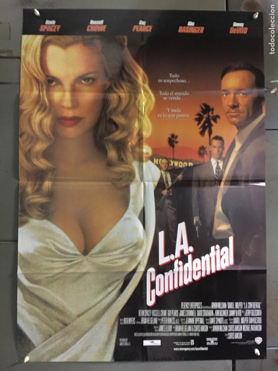 Cine: AFG56 L.A. CONFIDENTIAL RUSSELL CROWE KIM BASSINGER POSTER ORIGINAL 70X100 ESTRENO h1
