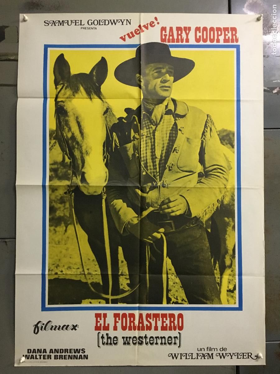 Cinema: AFG61 EL FORASTERO GARY COOPER WILLIAM WYLER POSTER ORIGINAL 70X100 ESPA&Ntilde;OL R-74 h3