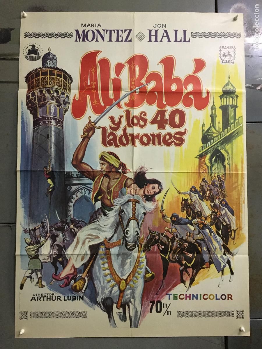 Cine: AFG62 ALI BABA Y LOS 40 LADRONES MARIA MONTEZ POSTER ORIGINAL 70X100 ESPA&Ntilde;OL R-73 h3