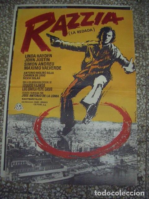 Cine: P&oacute;ster original de cine 70x100xm La redada (Razzia). Linda Hayden, John Justin, Sim&oacute;n Andreu, M&aacute;ximo