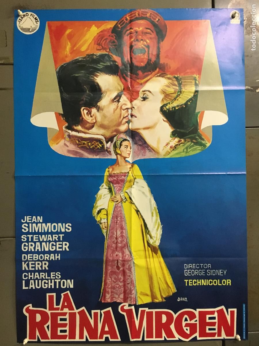 Cine: AFG65 LA REINA VIRGEN JEAN SIMMONS STEWART GRANGER DEBORAH KERR POSTER ORIGINAL 70X100 R-72 h3