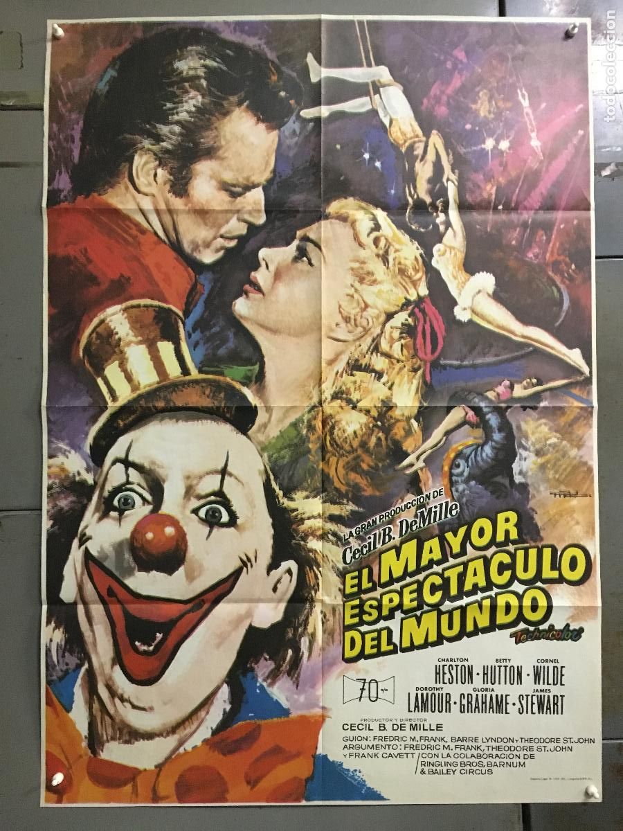 Cin&eacute;ma: AFG66 EL MAYOR ESPECTACULO DEL MUNDO CHARLTON HESTON CIRCO POSTER ORIGINAL 70X100 R-72