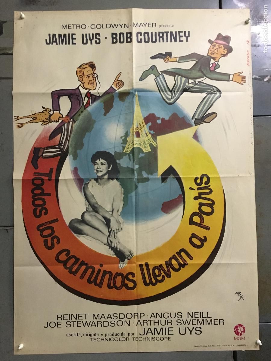 Cine: AFG67 TODOS LOS CAMINOS LLEVAN A PARIS JAMIE UYS BOB COURTNEY MCP POSTER ORIGINAL 70X100 ESTRENO h0