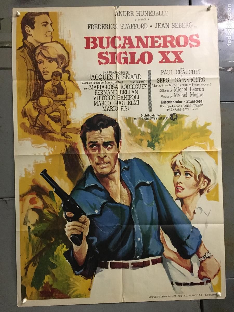 Cinema: AFG68 BUCANEROS SIGLO XX FREDERICK STAFFORD JEAN SEBERG SERGE GAINSBOUROUG POSTER 70X100 ESTRENO h0