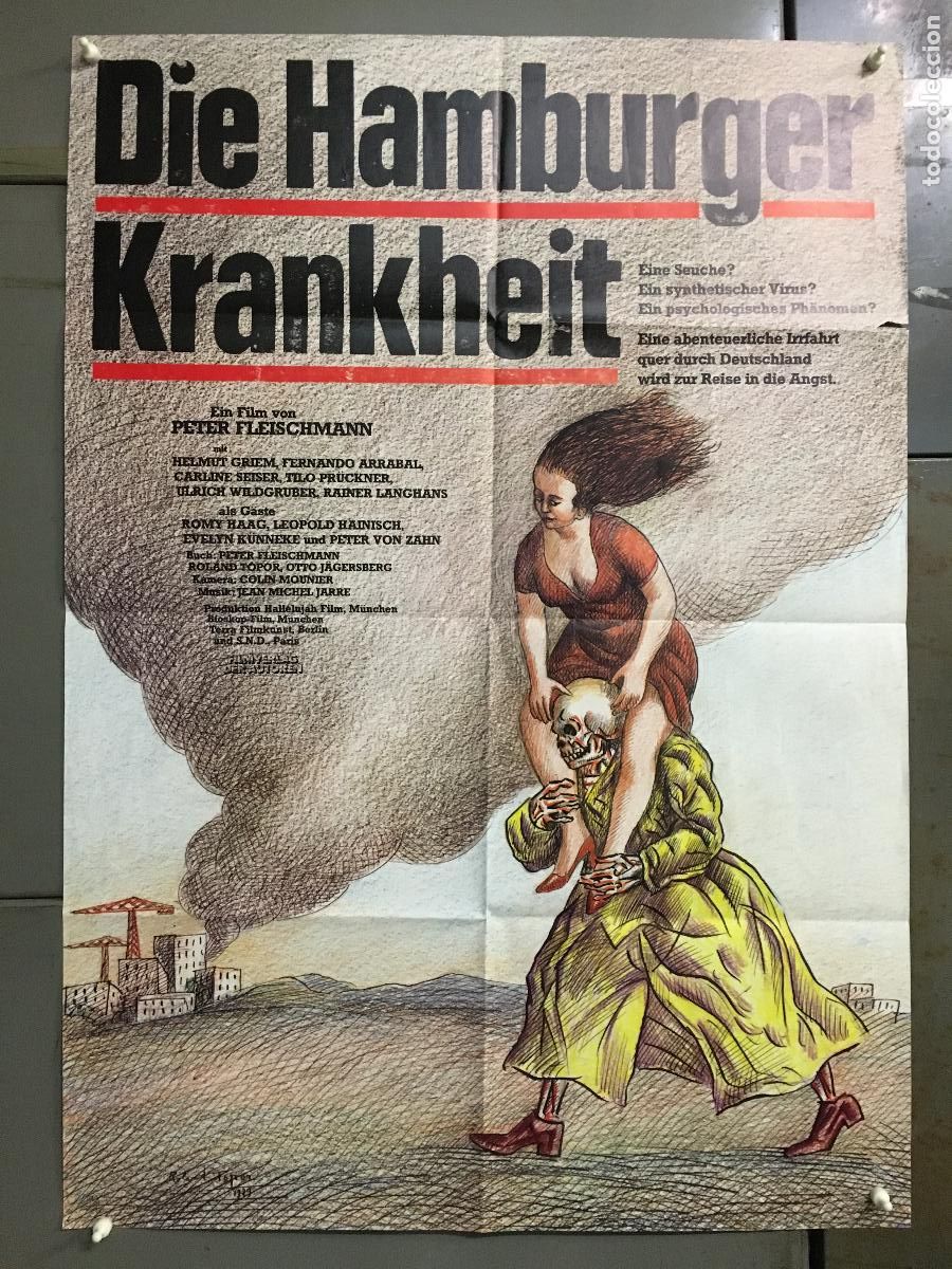 Cine: AFG76 EL VIRUS DE HAMBURGO FERNANDO ARRABAL PETER FLEISCHMAN POSTER ORIGINAL ALEMAN 60X84