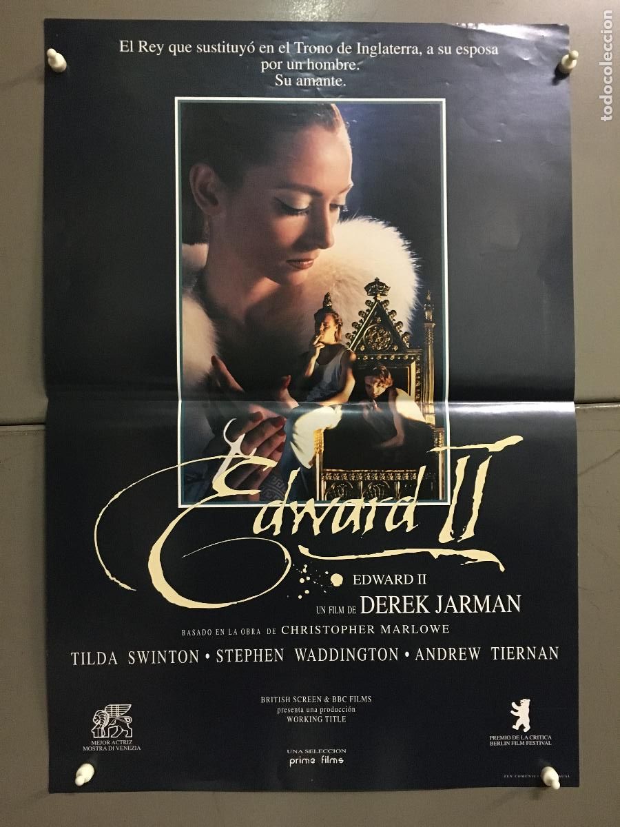 Cine: AFG77 EDUARDO II EDWARD 2 DEREK JARMAN CULT GAY POSTER ORIGINAL ESTRENO 40x60
