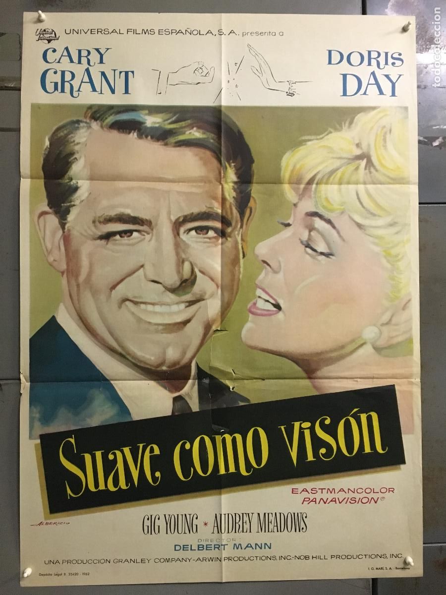 Cine: AFG81 SUAVE COMO VISON CARY GRANT DORIS DAY ALBERICIO POSTER ORIGINAL 70X100 ESTRENO h0