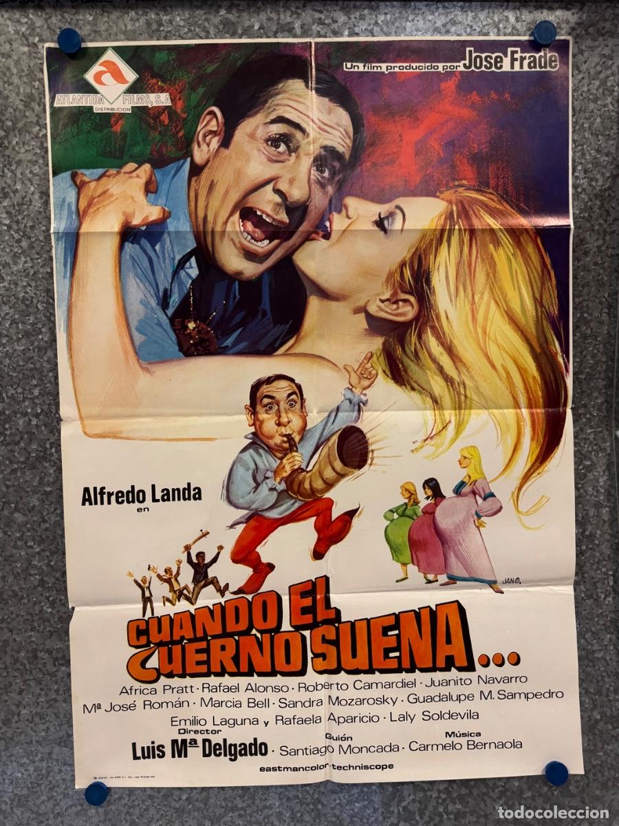 Cine: Cuando el cuerno suena, Alfredo Landa, Africa Pratt, A&ntilde;o 1974, POSTER ORIGINAL