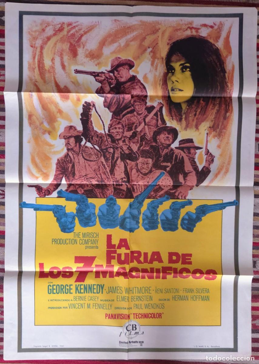 Cine: Cartel cine LA FURIA DE LOS 7 MAGN&Iacute;FICOS 1969 George Kennedy Western Nuevo Coleccionista