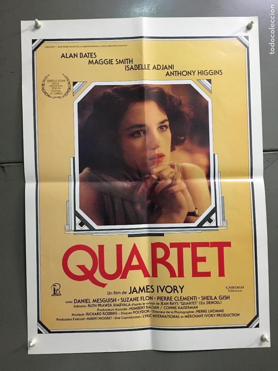 Cine: AFG88 QUARTET ISABELLE ADJANI JAMES IVORY POSTER ORIGINAL 50X70 ESTRENO h4