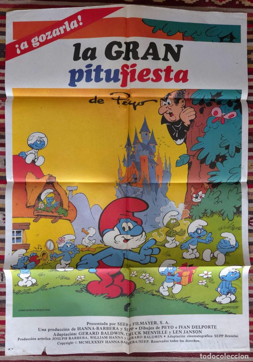 Cine: La Gran Pitufiesta (1984) Cartel Original Cine Infantil Peyo Los Pitufos