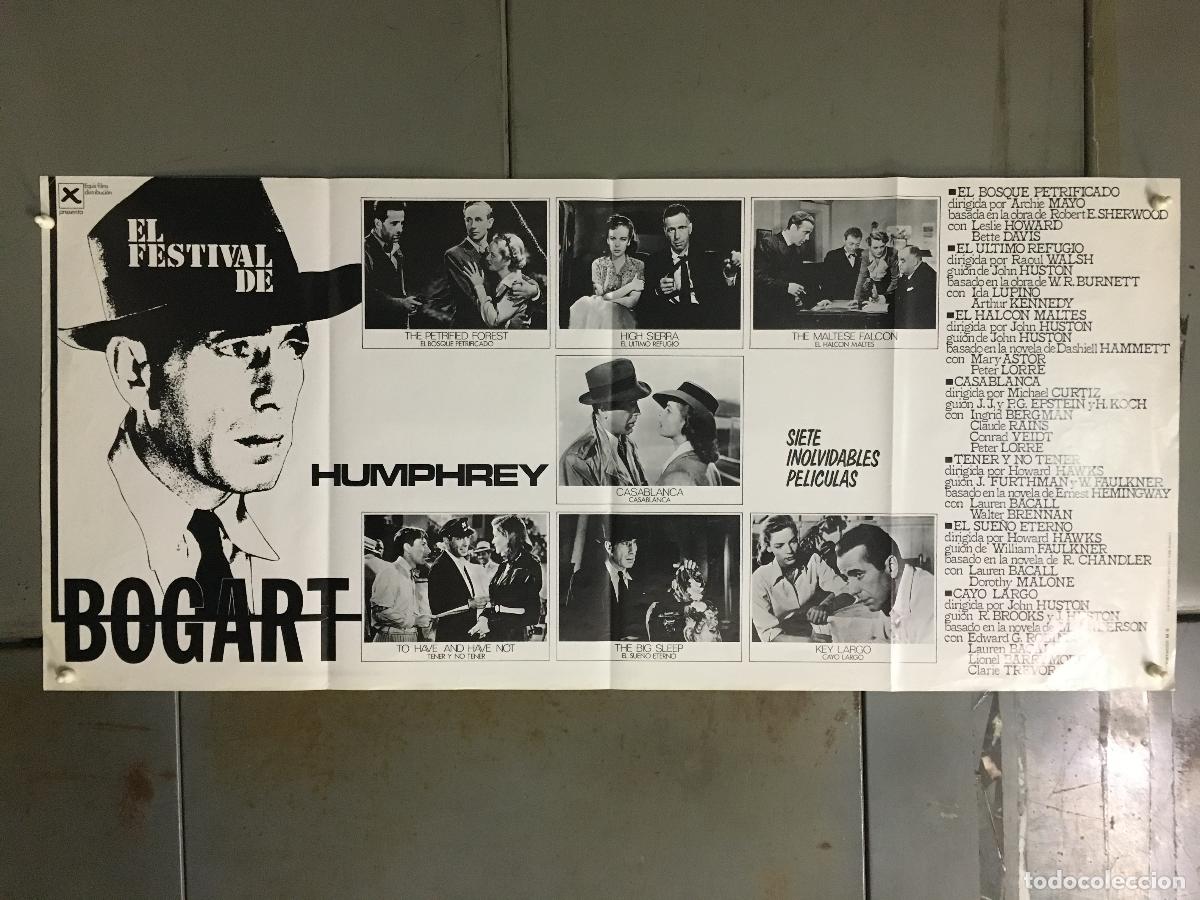 Cinema: AFH12 HUMPHREY BOGART FILM FESTIVAL POSTER ORIGINAL 45X100 ESTRENO raro h2