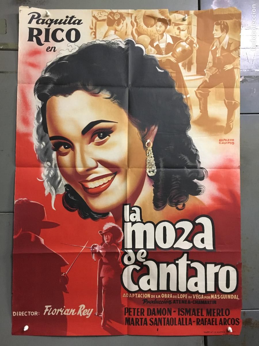 Cinema: AFH14 LA MOZA DE CANTARO PAQUITA RICO FLORIAN REY POSTER ORIGINAL 70X100 ESTRENO LITOGRAFIA h0
