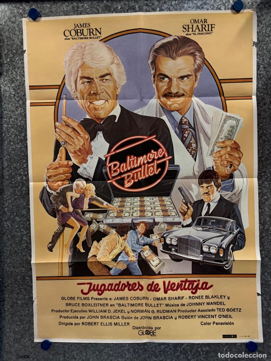 Cine: Jugadores de ventaja, James Coburn, Omar Sharif, A&ntilde;o 1980, POSTER ORIGINAL
