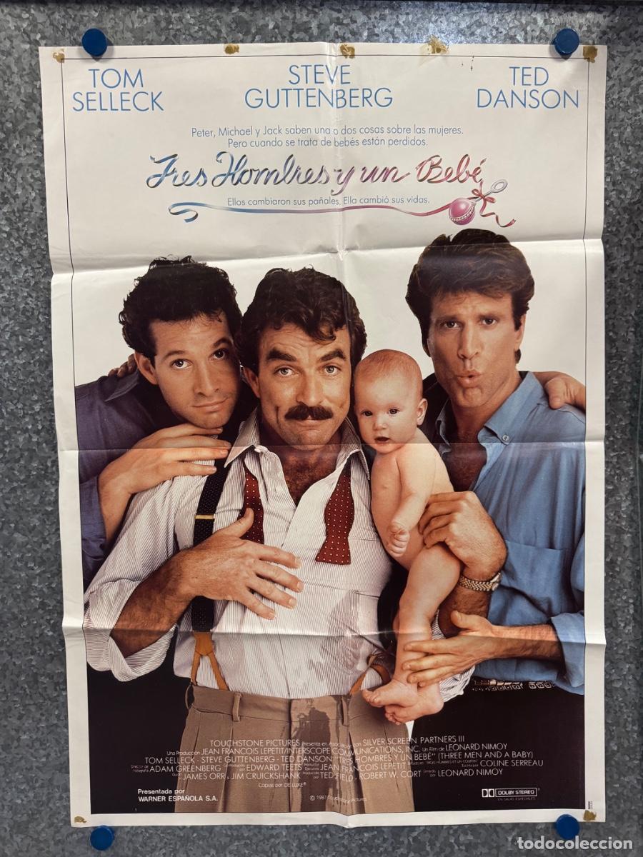 Cine: Tres hombres y un bebe, Tom Selleck, Ted Danson, POSTER ORIGINAL