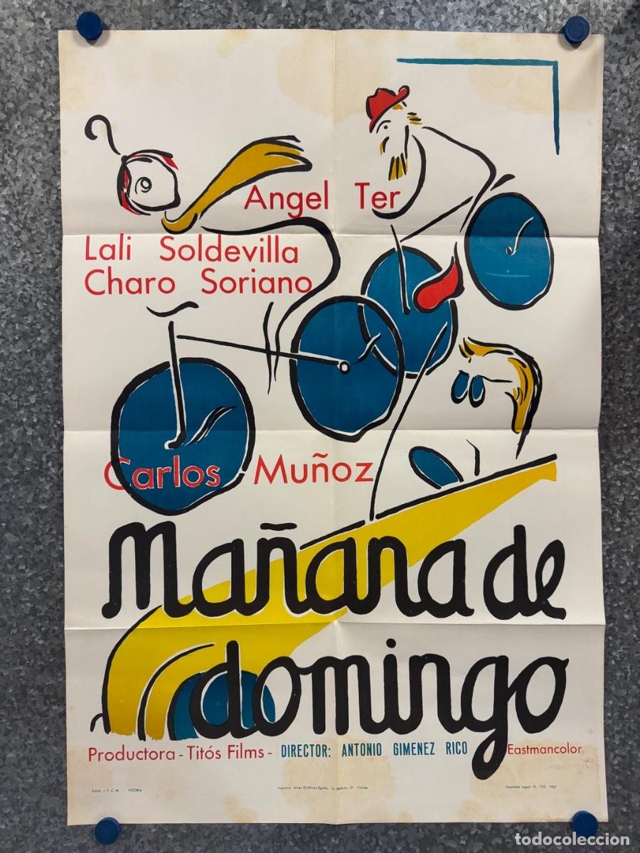 Cine: Ma&ntilde;ana de domingo, Carlos Mu&ntilde;oz, Angel Ter, A&ntilde;o 1967, POSTER ORIGINAL
