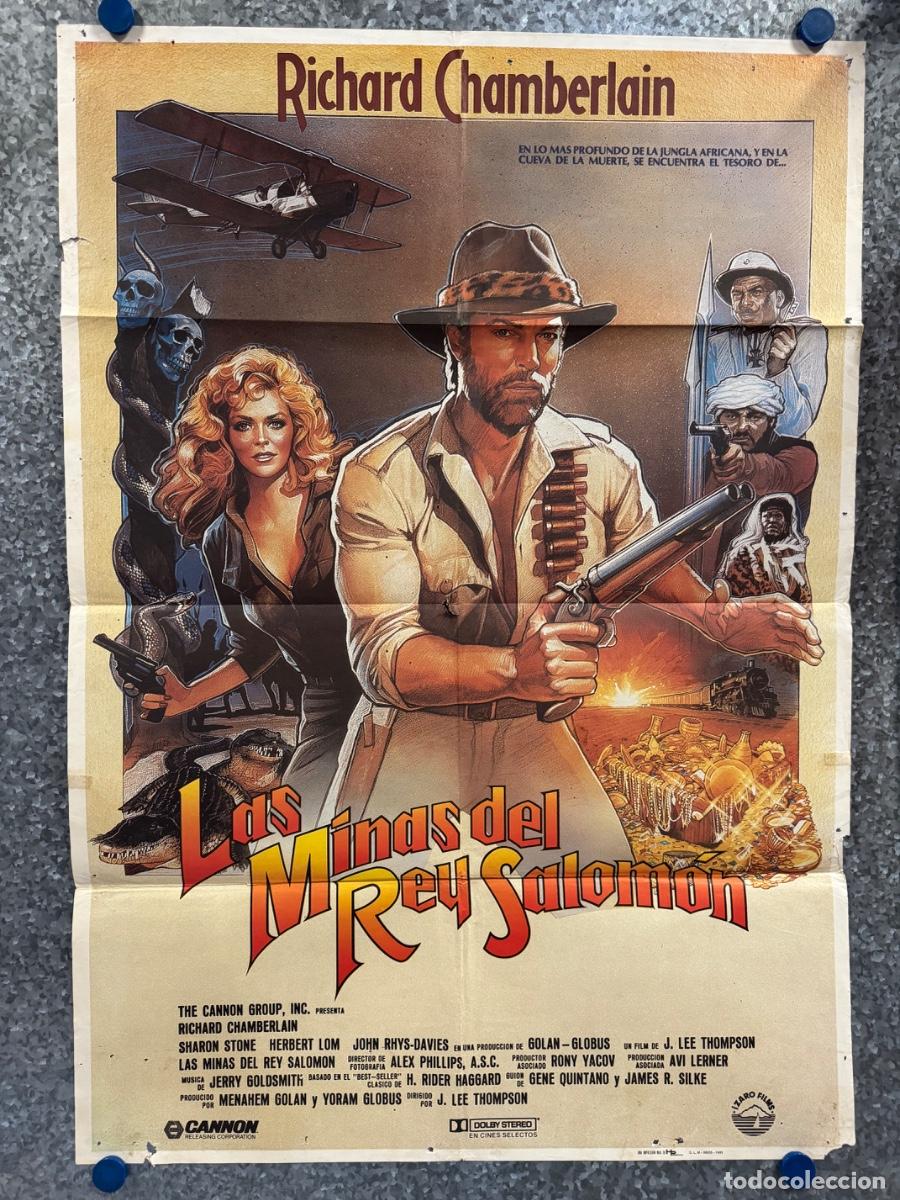 Cine: Las minas del rey Salomon, Richard Chamberlain, Sharon Stone, A&ntilde;o 1985, POSTER ORIGINAL