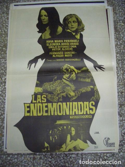 Cine: P&oacute;ster original 70x100cm LAS ENDEMONIADAS, ANNA MARIA PIERANGELI, EMILIO GUTIERREZ CABA, ALFREDO MAY