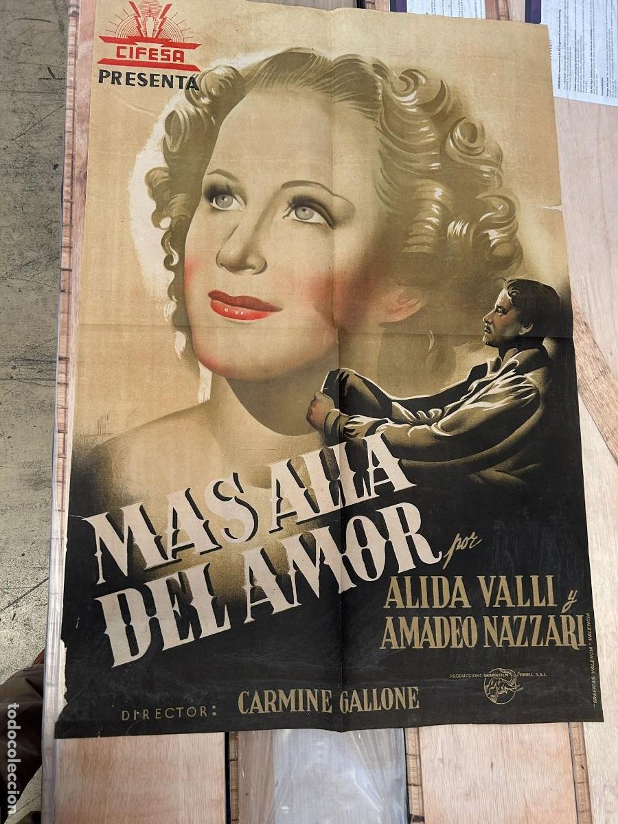 Cine: mas alla del amor cartel 1,00x0,70 metros dibujado a mano original la mayoria traen las tinta y nom