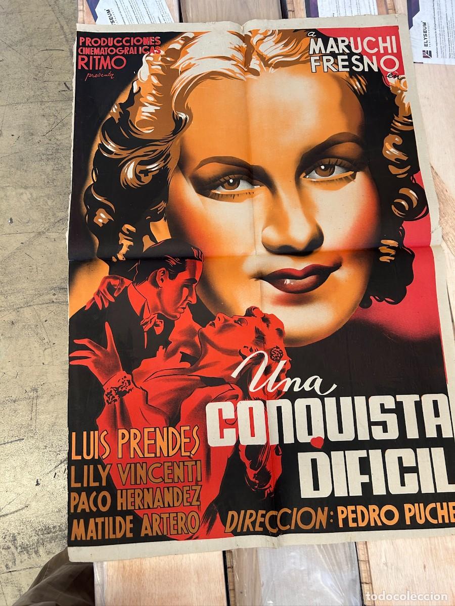 Cine: una conquista dificil poster 1,00x0,70 dibujado a mano maqueta original