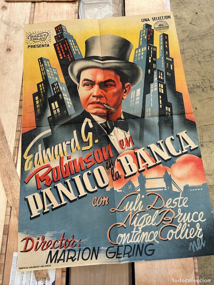 Cine: PANICO EN LA BANCA CARTEL 1.00X0,70 MAQUETA ORIGINAL CON TINTAS EMPLEADAS Y AUTOR EN LA MAYORIA