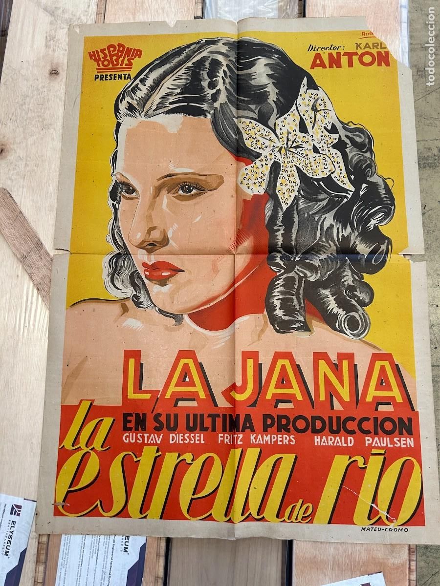 Cine: LA ESTRELLA DE RIO LA JANA MAQUETA ORIGINAL 1X0,70M EN ALGUNO PONE AUTOR Y TINTAS EMPLEADAS