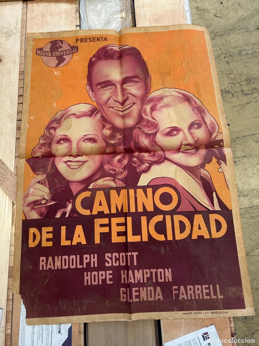 Cine: CAMINO DE LA FELICIDAD CARTEL 1,00X0,70M MAQUETA ORIGINAL EN ALGUNO PONE AUTOR Y TINTAS EMPLEADAS