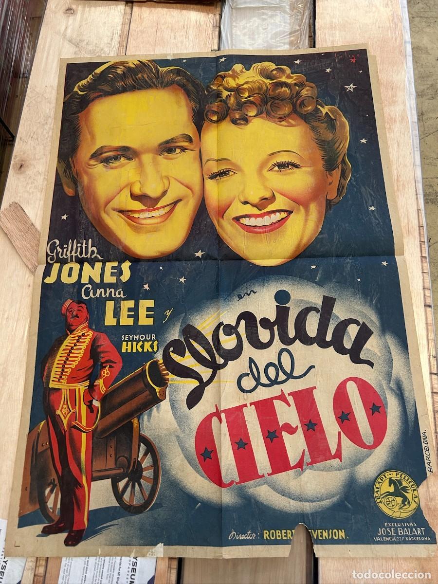 Cine: LLOVIDA DEL CIELO CARTEL 1,00X0,70M MAQUETA ORIGINAL EN ALGUNO PONE TINTAS Y AUTOR DEL DIBUJO