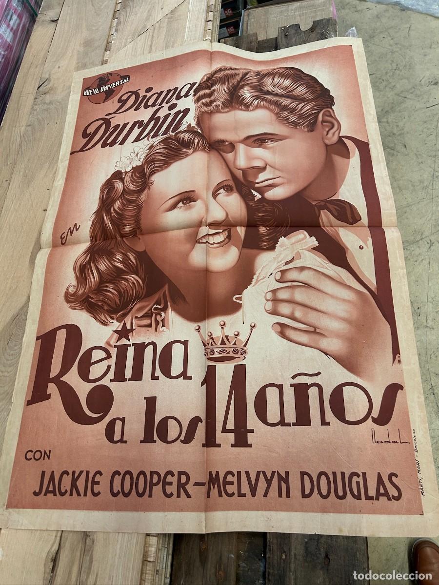 Cine: REINA A LOS 14 A&Ntilde;OS CARTEL 1,00X0,70 MAQUETA ORIGINAL EN ALGUNOS ESTAN LAS TINTAS EMPLEADAS Y SU AUT