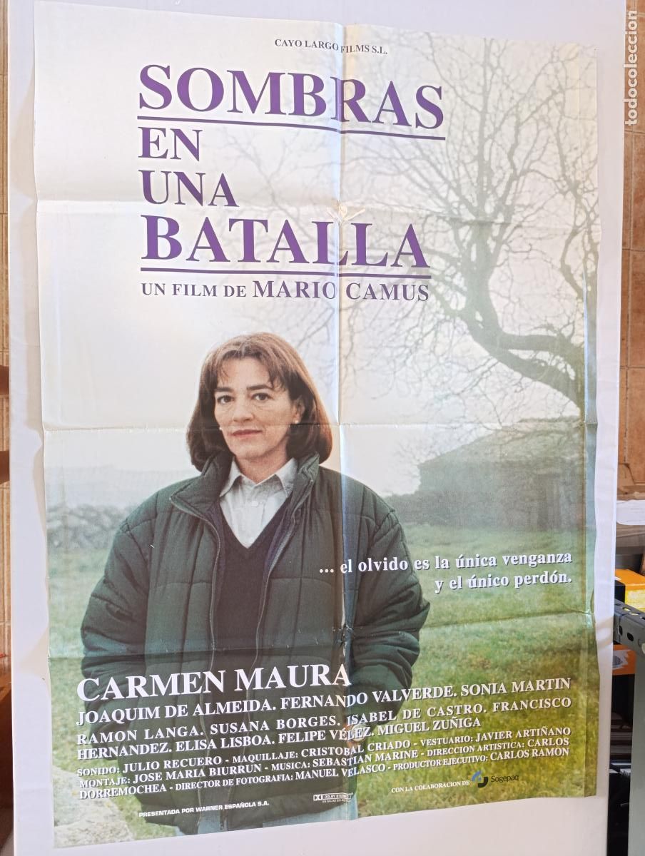 Cine: POSTER ORIGINAL SOMBRAS EN UNA BATALLA - 96 X 68 CM - MARIO CAMUS, CARMEN MAURA (387)