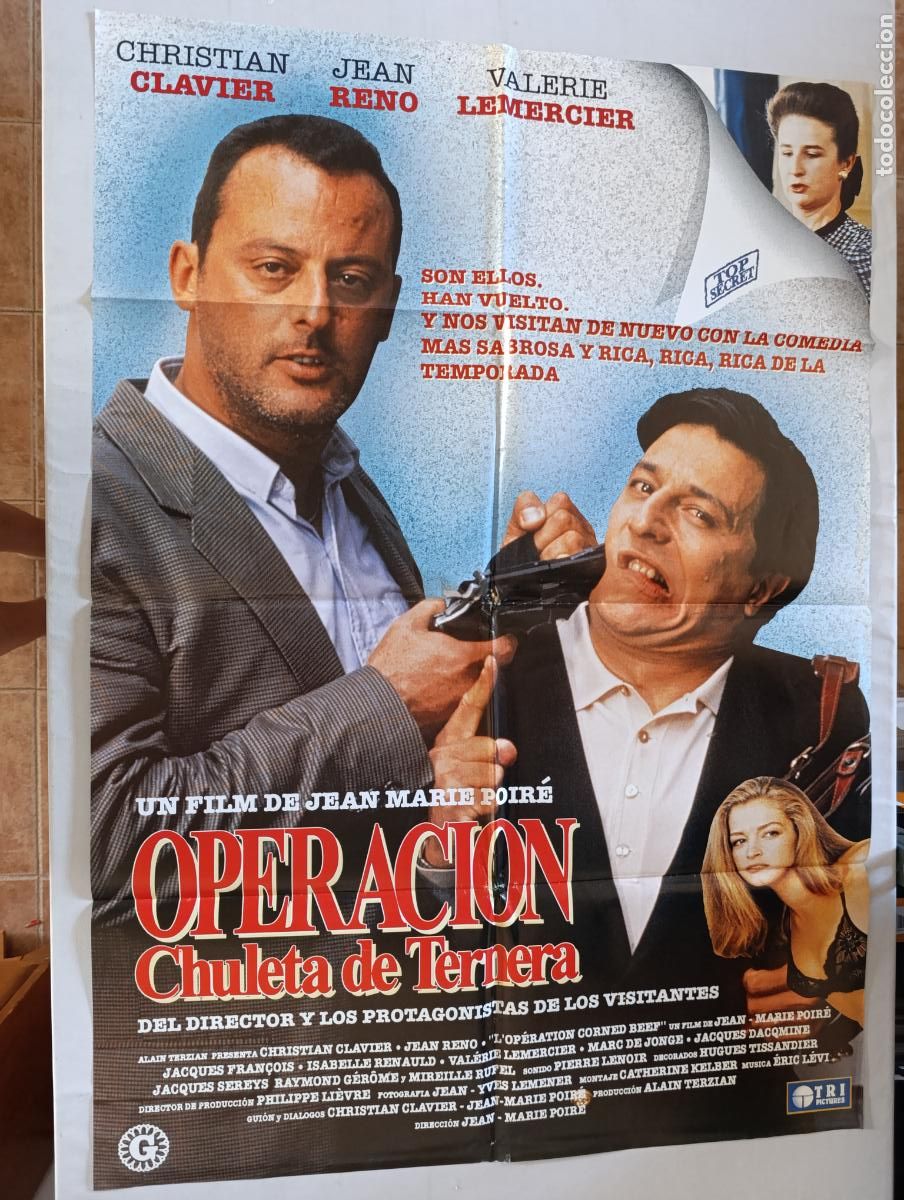 Cine: POSTER ORIGINAL OPERACION CHULETA DE TERNERA - 97 X 68 CM - JEAN RENO (387)