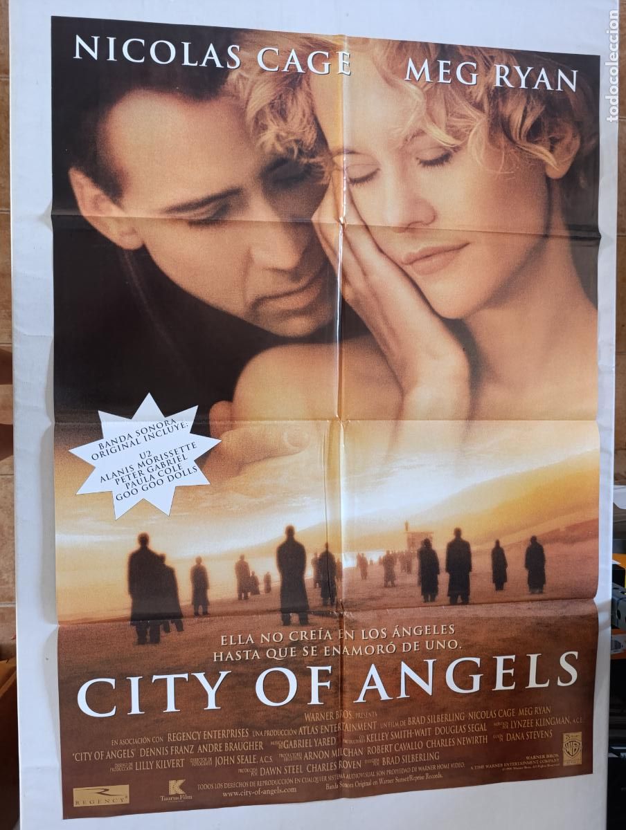 Cine: POSTER ORIGINAL CITY OF ANGELS - 94 X 68 CM - NICOLAS CAGE, MEG RYAN (387)
