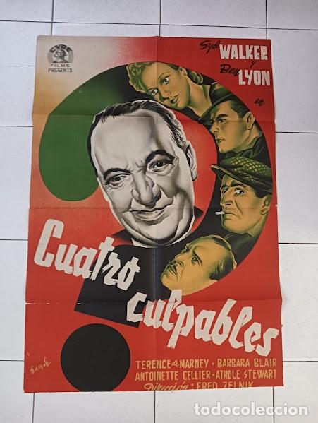 Cin&eacute;ma: SMP 2400 CUATRO CULPABLES SYD WALKER BEN LYON POSTER ORIGINAL 70X100 ESTRENO LITOGRAFIA raro