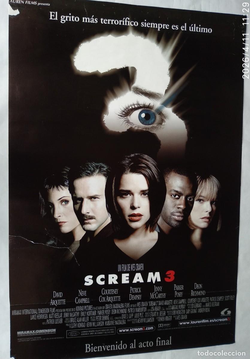 Cine: SCREAM 3, con Neve Campbell. P&Oacute;STER 66 X 98 cms.